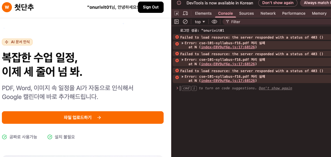 Console 403 errors
