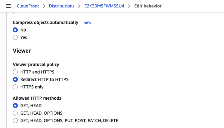 CloudFront config